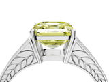 White gold Fancy Yellow Asscher Cut Diamond Split Shank Ring with Pavé Band and Four-Prong Setting_39