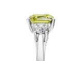 White gold Fancy Yellow Asscher Cut Diamond Three-Stone Engagement Ring with Prong Setting and Pavé Band_5