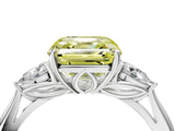 White gold Fancy Yellow Asscher Cut Diamond Three-Stone Ring with Pear  Side Stones and Prong Setting_133