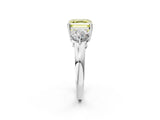 White gold Fancy Yellow Asscher Cut Diamond Three-Stone Ring with Prong Setting and Classic Band_58