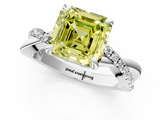 White gold Fancy Yellow Asscher  Cut Diamond Twist Band Solitaire with Prong Setting_18