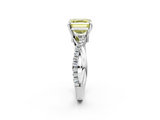 White gold Fancy Yellow Asscher  Cut Diamond Twist Band Solitaire with Prong Setting_19