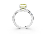 White gold Fancy Yellow Asscher  Cut Diamond Twist Band Solitaire with Prong Setting_20
