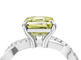 White gold Fancy Yellow Asscher  Cut Diamond Twist Band Solitaire with Prong Setting_21