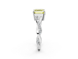 White gold Fancy Yellow Asscher  Cut Diamond Twisted Band Engagement Ring with Prong Setting_5