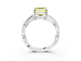 White gold Fancy Yellow Asscher  Cut Diamond Twisted Band Engagement Ring with Prong Setting_6