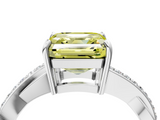 White gold Fancy Yellow Asscher  Cut Diamond Twisted Band Engagement Ring with Prong Setting_7