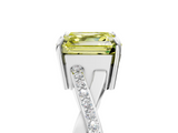 White gold Fancy Yellow Asscher  Cut Diamond Twisted Band Engagement Ring with Prong Setting_8