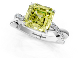 White gold Fancy Yellow Asscher  Cut Diamond Twisted Band with Pavé Setting and Four-Prong Setting_13