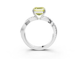 White gold Fancy Yellow Asscher  Cut Diamond Twisted Band with Pavé Setting and Four-Prong Setting_15