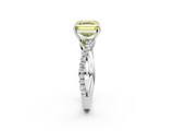 White gold Fancy Yellow Asscher  Cut Diamond Twisted Band with Pavé Setting and Four-Prong Setting_18