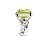 White gold Fancy Yellow Asscher  Cut Diamond Twisted Band with Pavé Setting and Four-Prong Setting_21