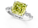White gold Fancy Yellow Asscher  Cut Diamond Vine Band with Four-Prong Setting_1