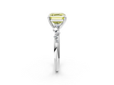 White gold Fancy Yellow Asscher  Cut Diamond Vine Band with Four-Prong Setting_2