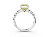 White gold Fancy Yellow Asscher  Cut Diamond Vine Band with Four-Prong Setting_3