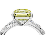 White gold Fancy Yellow Asscher  Cut Diamond Vine Band with Four-Prong Setting_4