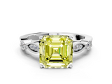 White gold Fancy Yellow Asscher  Cut Diamond with Milgrain Marquise and Bezel Accents on a Solitaire Band with Prong Setting_17