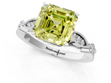 White gold Fancy Yellow Asscher  Cut Diamond with Milgrain Marquise and Bezel Accents on a Solitaire Band with Prong Setting_18