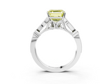 White gold Fancy Yellow Asscher  Cut Diamond with Milgrain Marquise and Bezel Accents on a Solitaire Band with Prong Setting_20