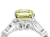 White gold Fancy Yellow Asscher  Cut Diamond with Milgrain Marquise and Bezel Accents on a Solitaire Band with Prong Setting_21