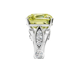 White gold Fancy Yellow Asscher  Cut Diamond with Milgrain Marquise and Bezel Accents on a Solitaire Band with Prong Setting_22