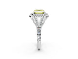 White gold Fancy Yellow Asscher  Cut Double Halo Split Shank Diamond Ring with Prong Setting_48