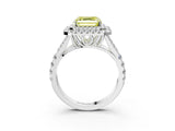 White gold Fancy Yellow Asscher  Cut Double Halo Split Shank Diamond Ring with Prong Setting_49