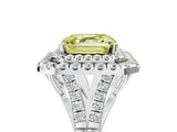 White gold Fancy Yellow Asscher  Cut Double Halo Split Shank Diamond Ring with Prong Setting_51
