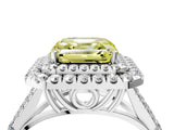 White gold Fancy Yellow Asscher  Cut Double Halo Split Shank Diamond Ring with Prong Setting_55