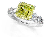 White gold Fancy Yellow Asscher  Cut Five-Stone Prong Set Diamond Ring with Classic Band_30