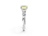 White gold Fancy Yellow Asscher  Cut Five-Stone Prong Set Diamond Ring with Classic Band_31