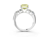 White gold Fancy Yellow Asscher  Cut Five-Stone Prong Set Diamond Ring with Classic Band_32