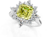 White gold Fancy Yellow Asscher Cut Halo Diamond Cluster Ring with Marquise and Round Stones on a White Gold Band with Prong Setting_1