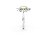 White gold Fancy Yellow Asscher Cut Halo Diamond Cluster Ring with Marquise and Round Stones on a White Gold Band with Prong Setting_2