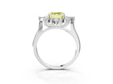 White gold Fancy Yellow Asscher Cut Halo Diamond Cluster Ring with Marquise and Round Stones on a White Gold Band with Prong Setting_3