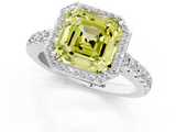 White gold Fancy Yellow Asscher  Cut Halo Diamond Engagement Ring with Pave Band and Four-Prong Setting_18