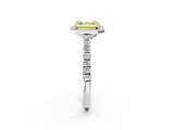White gold Fancy Yellow Asscher  Cut Halo Diamond Engagement Ring with Pave Band and Four-Prong Setting_19