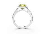 White gold Fancy Yellow Asscher  Cut Halo Diamond Engagement Ring with Pave Band and Four-Prong Setting_20