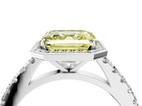 White gold Fancy Yellow Asscher  Cut Halo Diamond Engagement Ring with Pave Band and Four-Prong Setting_21