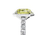 White gold Fancy Yellow Asscher  Cut Halo Diamond Engagement Ring with Pave Band and Four-Prong Setting_22