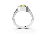 White gold Fancy Yellow Asscher Cut Halo Diamond Engagement Ring with Split Shank Band and Four-Prong Setting_15