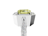White gold Fancy Yellow Asscher Cut Halo Diamond Engagement Ring with Split Shank Band and Four-Prong Setting_17