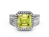 White gold Fancy Yellow Asscher  Cut Halo Diamond Engagement Ring with Split Shank and Four-Prong Setting_52