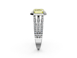 White gold Fancy Yellow Asscher  Cut Halo Diamond Engagement Ring with Split Shank and Four-Prong Setting_54