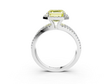 White gold Fancy Yellow Asscher  Cut Halo Diamond Engagement Ring with Split Shank and Four-Prong Setting_55