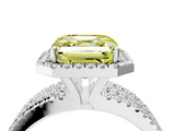 White gold Fancy Yellow Asscher  Cut Halo Diamond Engagement Ring with Split Shank and Four-Prong Setting_56