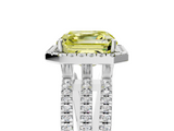 White gold Fancy Yellow Asscher  Cut Halo Diamond Engagement Ring with Split Shank and Four-Prong Setting_57