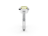 White gold Fancy Yellow Asscher  Cut Halo Diamond Pave Band Ring with Four-Prong Setting_2