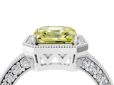 White gold Fancy Yellow Asscher  Cut Halo Diamond Pave Band Ring with Four-Prong Setting_4