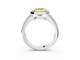 White gold Fancy Yellow Asscher  Cut Halo Diamond Pave Band with Four-Prong Setting_20